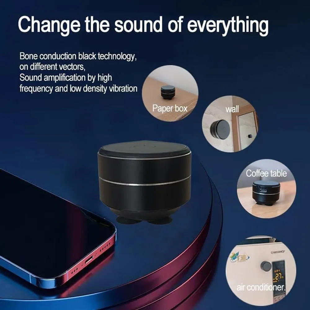 Buzzgo Speaker Mini Magnetic Buzz go Echo Portable Bluetooth Speakers Black Technology Bone Conduction Speaker Wireless Desktop with Suction Cup with Sticker(Red)