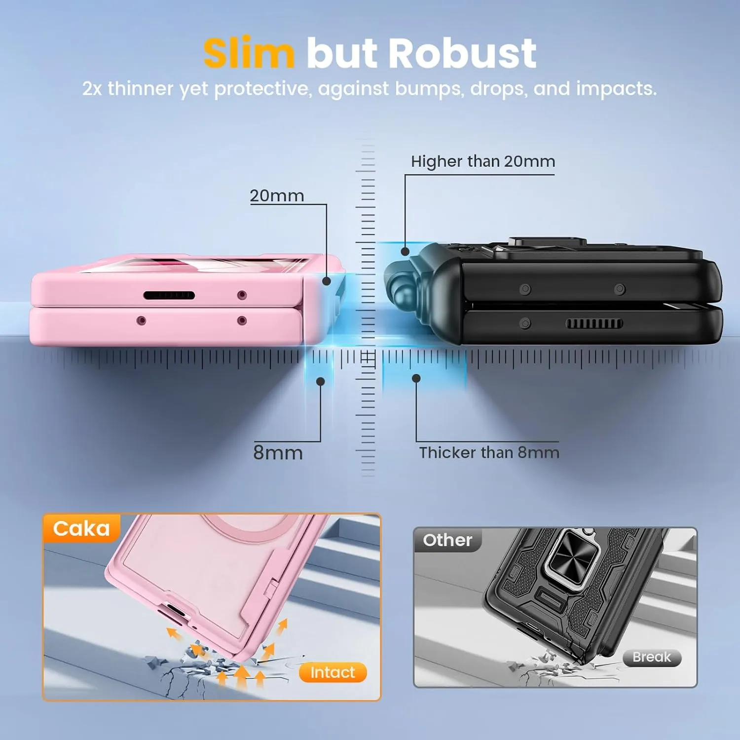 Caka for Samsung Galaxy Z Fold 5 Case [Thinner S Pen Holder Slot] [Magnetic Charging] [Hinge Protection] [Built-in Screen Protector] Translucent Hard Shockproof Magnet Phone Cover for Fold5 - Pink