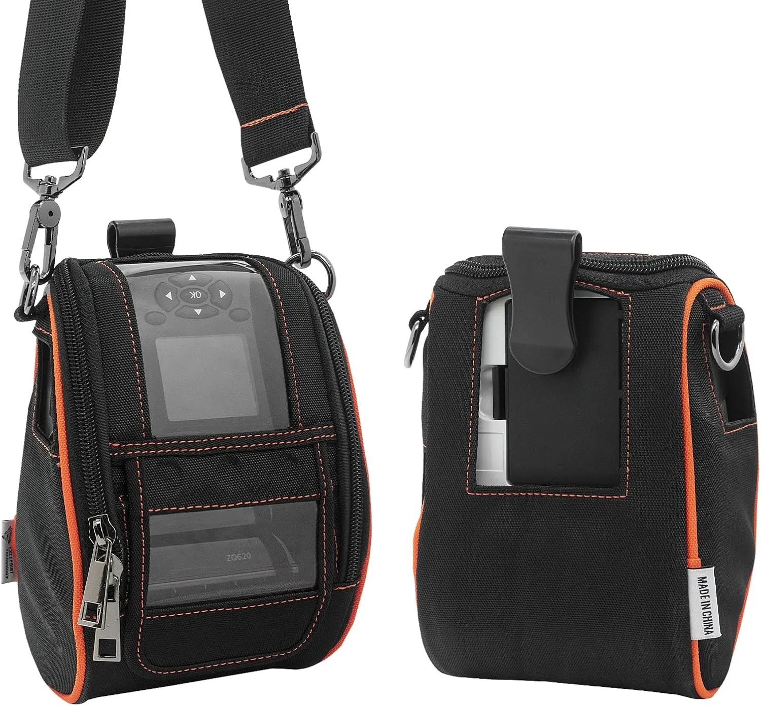 Carrying Case for Zebra ZQ620 & QLN320 - Portable Thermal Label Printer Bag with Shoulder Strap and Belt Clip, Easy Transport and Protection, Convenient Label Access