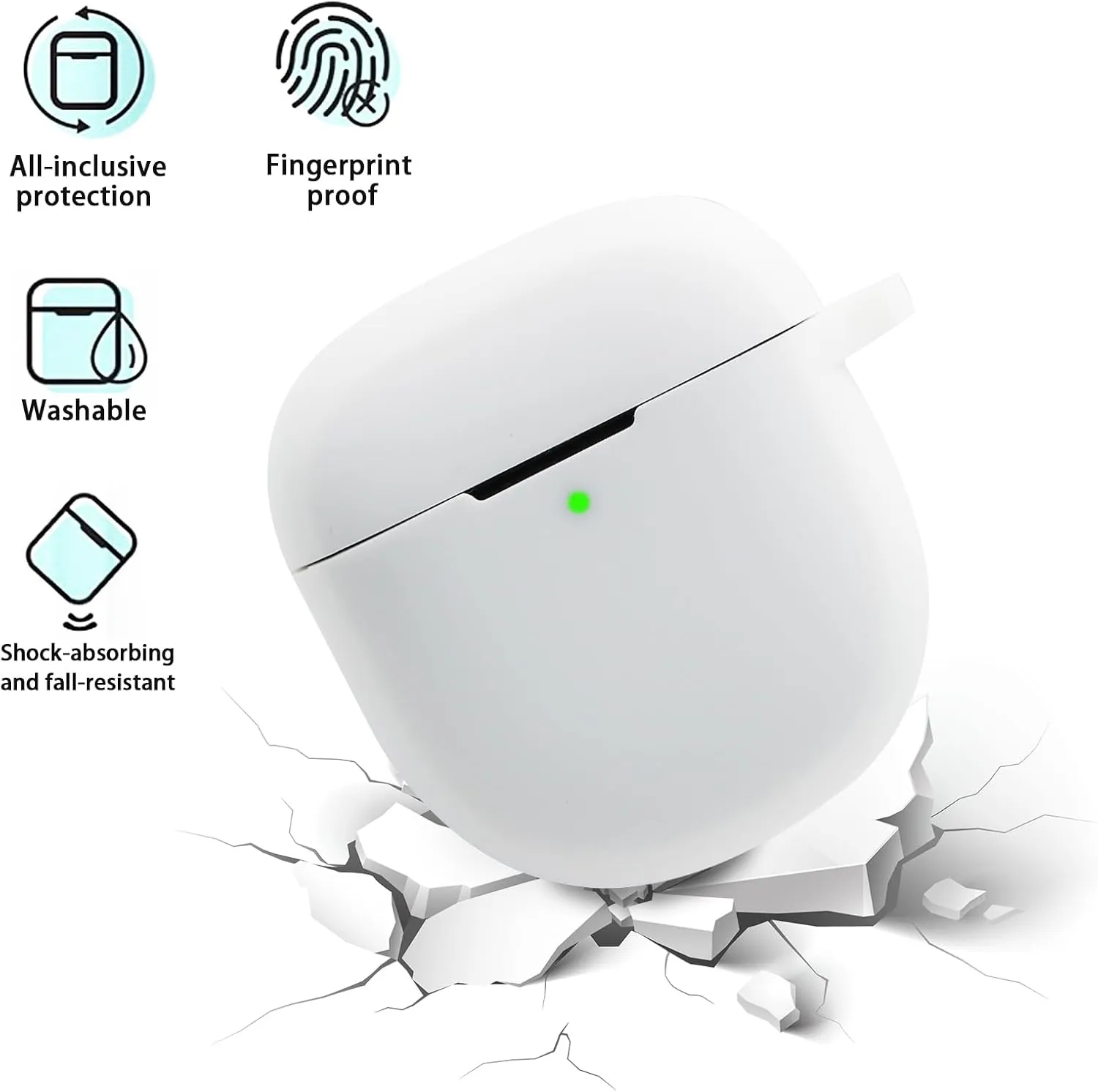 Case Cover Compatible with Bose QuietComfort Earbuds II, Protective Silicone Exterior, Bose Wireless Bluetooth Case Cover,Soft Skin Sleeve with Bracelet Keychain for Convenient Carrying (White)