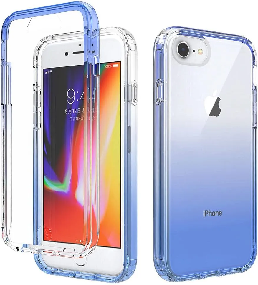 Case for iPhone 6/iPhone 7, PC Front Cover   TPU Back Shell Splicing Combination for iPhone 6/iPhone 7 Case, Full Body Protection Phone Cover for iPhone 6/iPhone 7 Blue