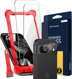 Caseology Snap Fit for Google Pixel 8a Screen Protector [2 Pack]   Camera Lense Protector [2 Pack] (2024) - Clear