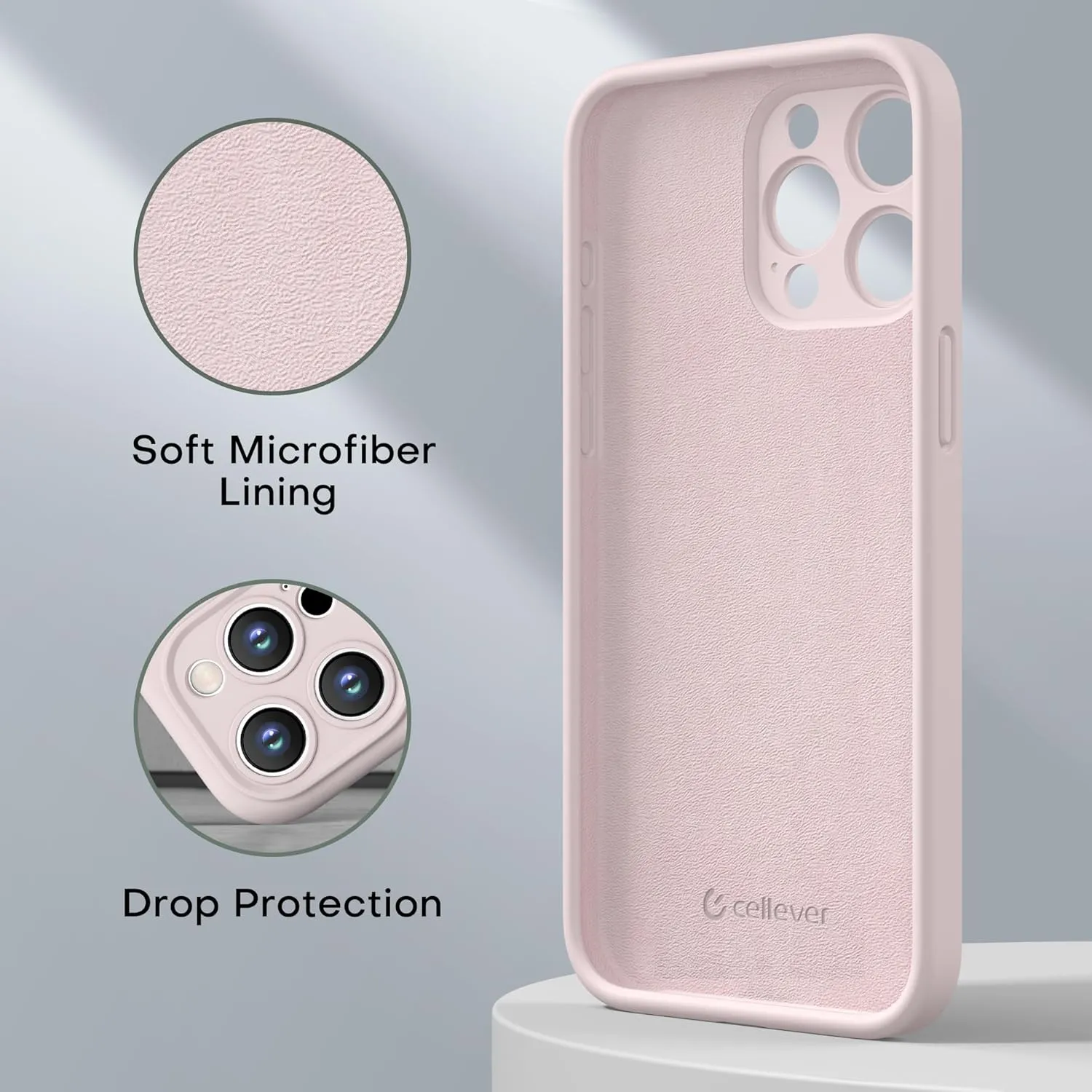 CellEver Strong Magnetic Case for iPhone 15 Pro [for MagSafe Charging] [Camera Protection] Heavy-Duty Protection, Soft Grip Silicone Cover with Kickstand, Chalk Pink