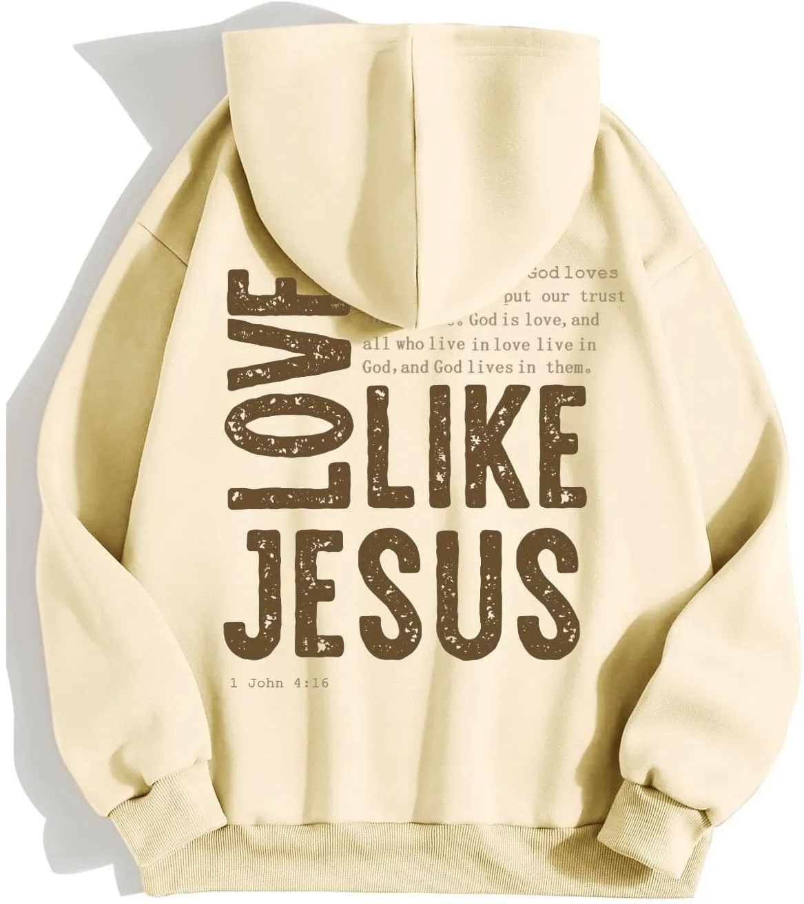 Christian Hoodies for Women Love Like Jesus Letter Graphic Oversized Long Sleeve Jesus Faith Y2K Hooded Sweatshirts Pullover