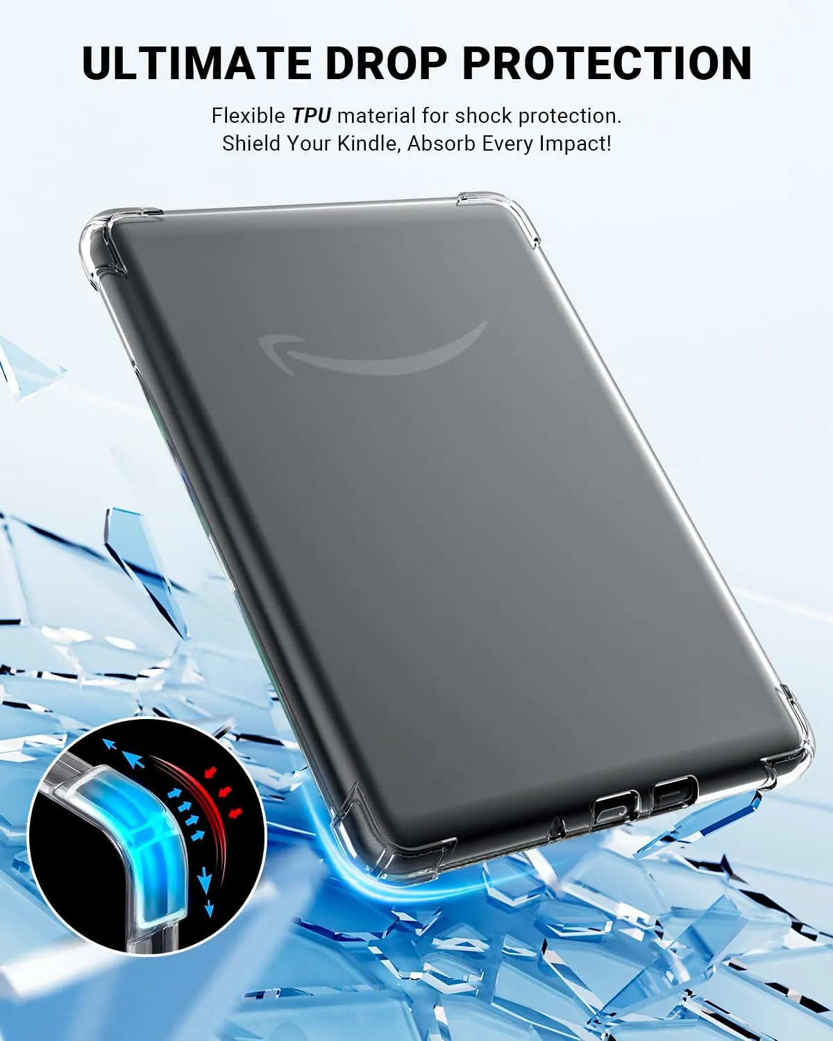 Clear Case for 6" Kindle 2024 and 2022 (11 Generation) Ultra Thin Scratch-Proof TPU Protection Silicone Cover - Compatible with iPhone MagSafe, for Samsung/Belkin/Anker Wireless Charging Pads