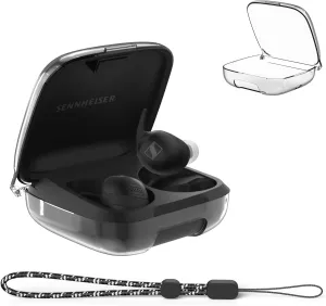 Clear Case for Sennheiser Momentum Sport Earbuds, Hard Shell TPU Case for Sennheiser Sport Earbuds, Full-Body Anti-Scracth Protective Cover with Lanyard