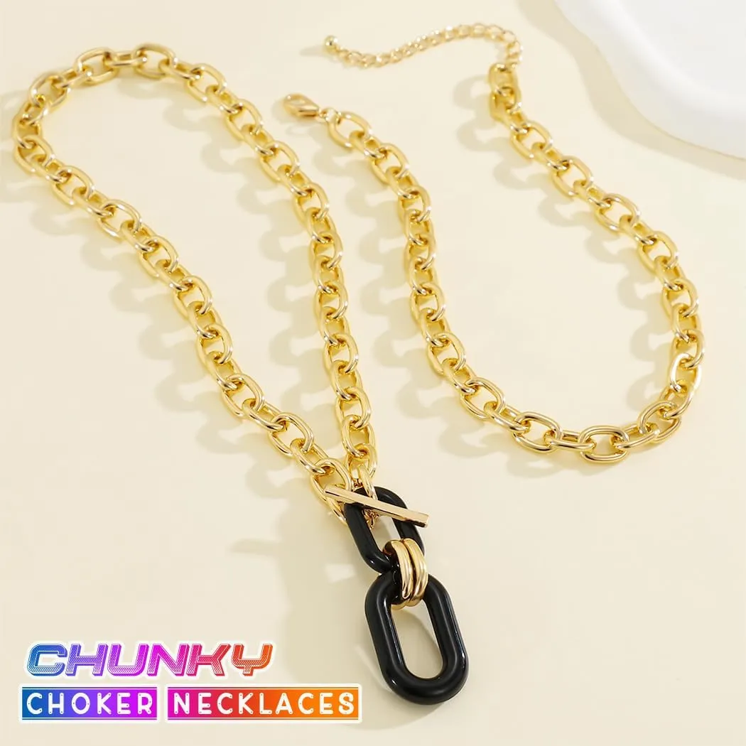 CLOACE Chunky Choker Necklaces Layered Pendant Necklace Chain Punk Thick Necklace Accessories for Women