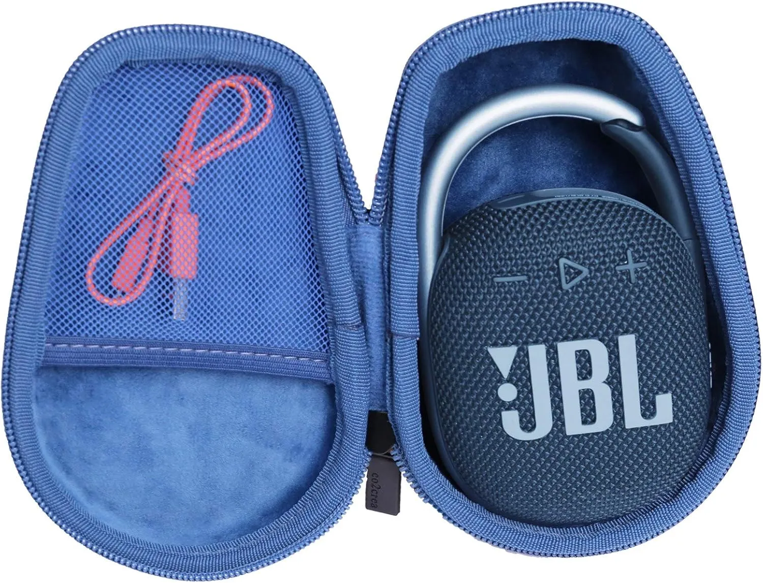 co2CREA Hard Carrying Case Replacement for JBL Clip 4 Eco Waterproof Portable Wireless Bluetooth Speaker (Black Case   Inside Blue)