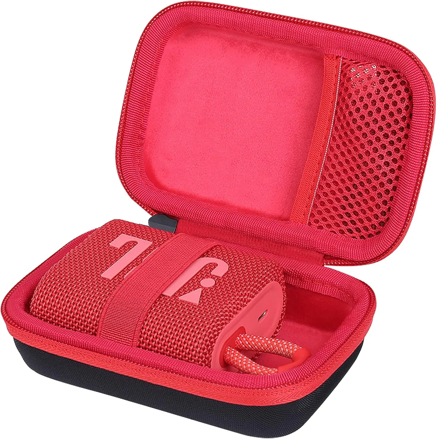 co2CREA Hard Carrying Case Replacement for JBL Go 4 Go3 Go 3 Eco Portable Speaker (Black Case   Inside Red)