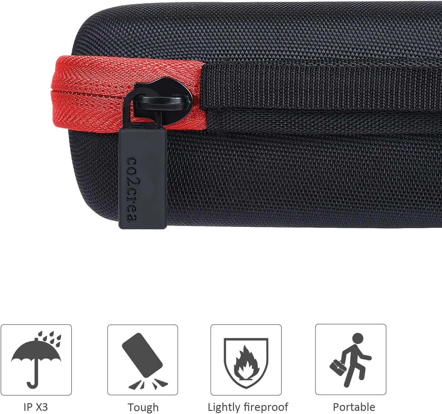co2CREA Hard Carrying Case Replacement for JBL Go 4 Go3 Go 3 Eco Portable Speaker (Black Case   Inside Red)