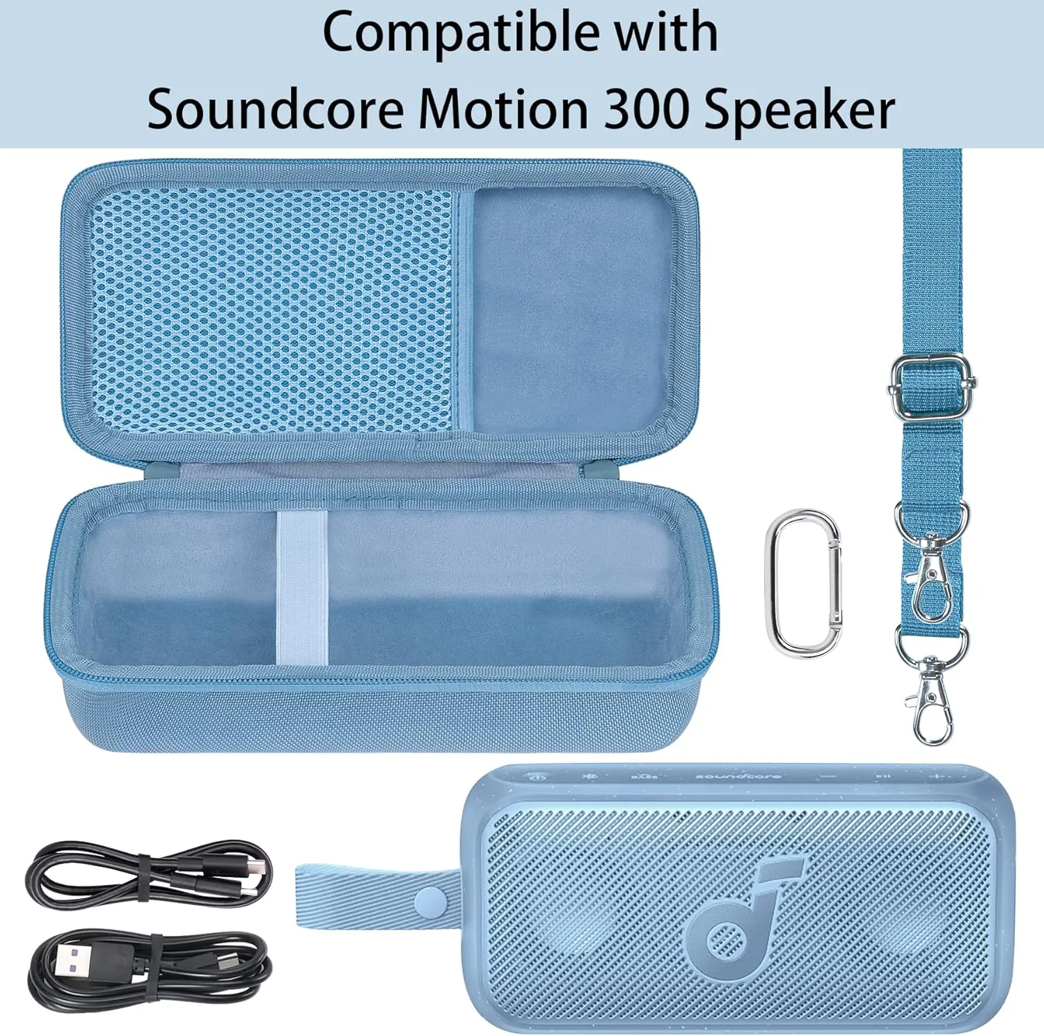 co2CREA Hard Case Compatible with Anker Soundcore Motion 300 Wireless Hi-Res Portable Speaker,Blue Case