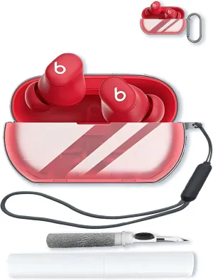 Compatible with Beats Solo Buds(2024) TPU Protective Case Cover with Keychain,Cleaning Kit and Lanyard, Shockproof Cover for Beats Solo Buds Wireless Earbuds-Clear