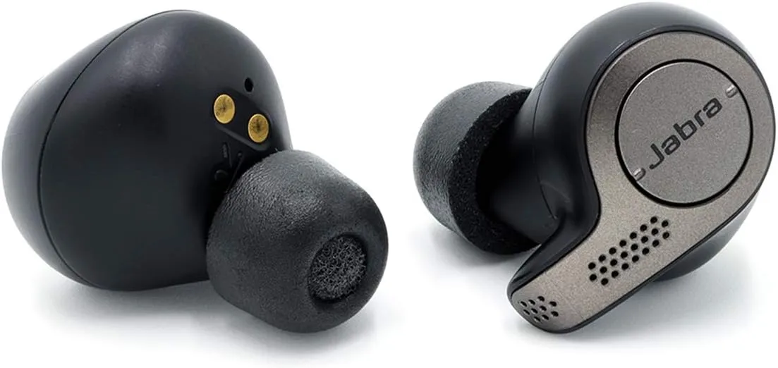 Comply TrueGrip Memory Foam Replacement Earbud Tips for Jabra 65T & 75T Earphone Devices - Comfortable and Secure Fit, Black (Large, 3 Pairs)