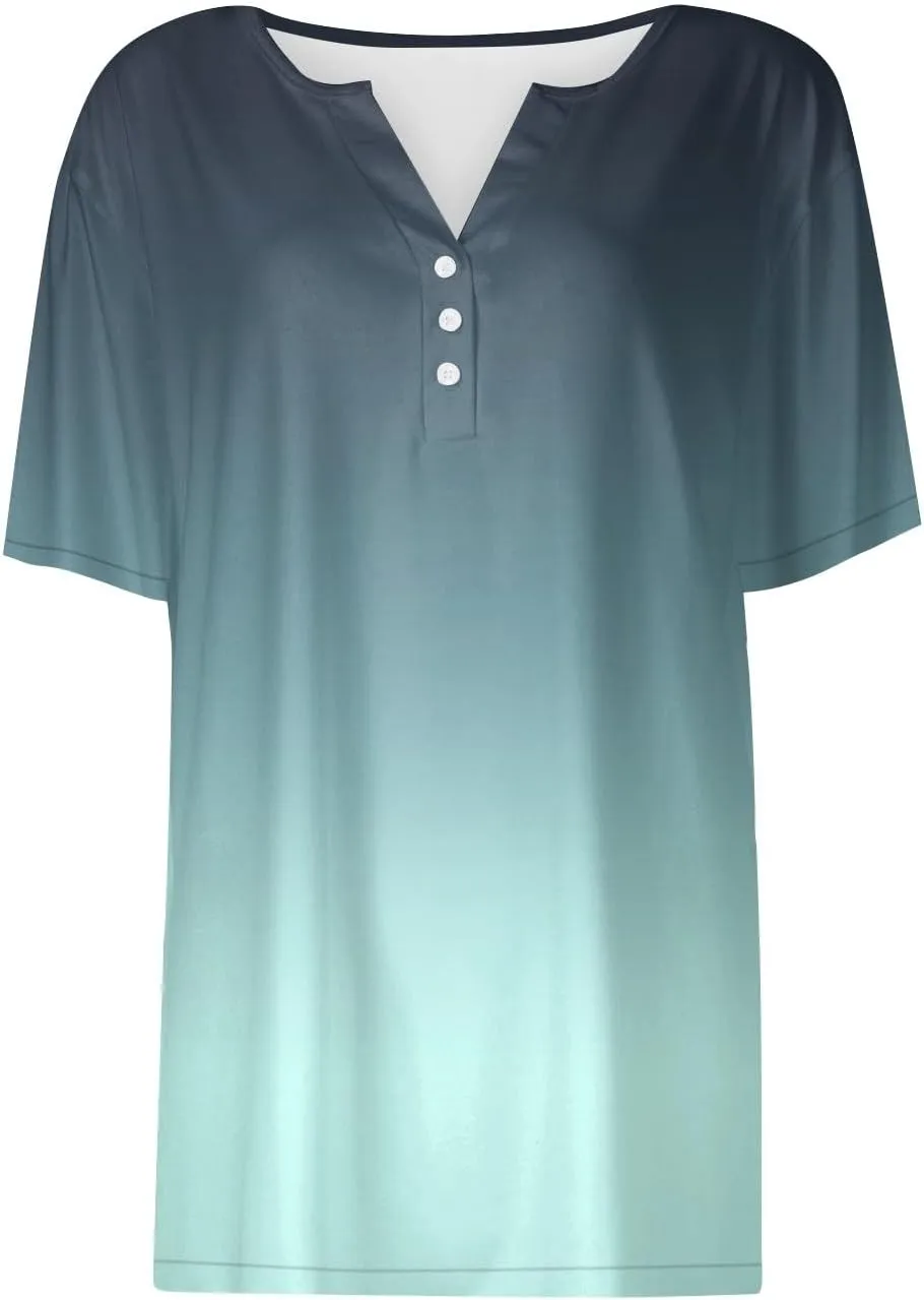 COTECRAM Summer Tops for Women 2025 Vacation Trendy V Neck Boho Short Sleeve Shirts Casual Loose Comfy Tunics