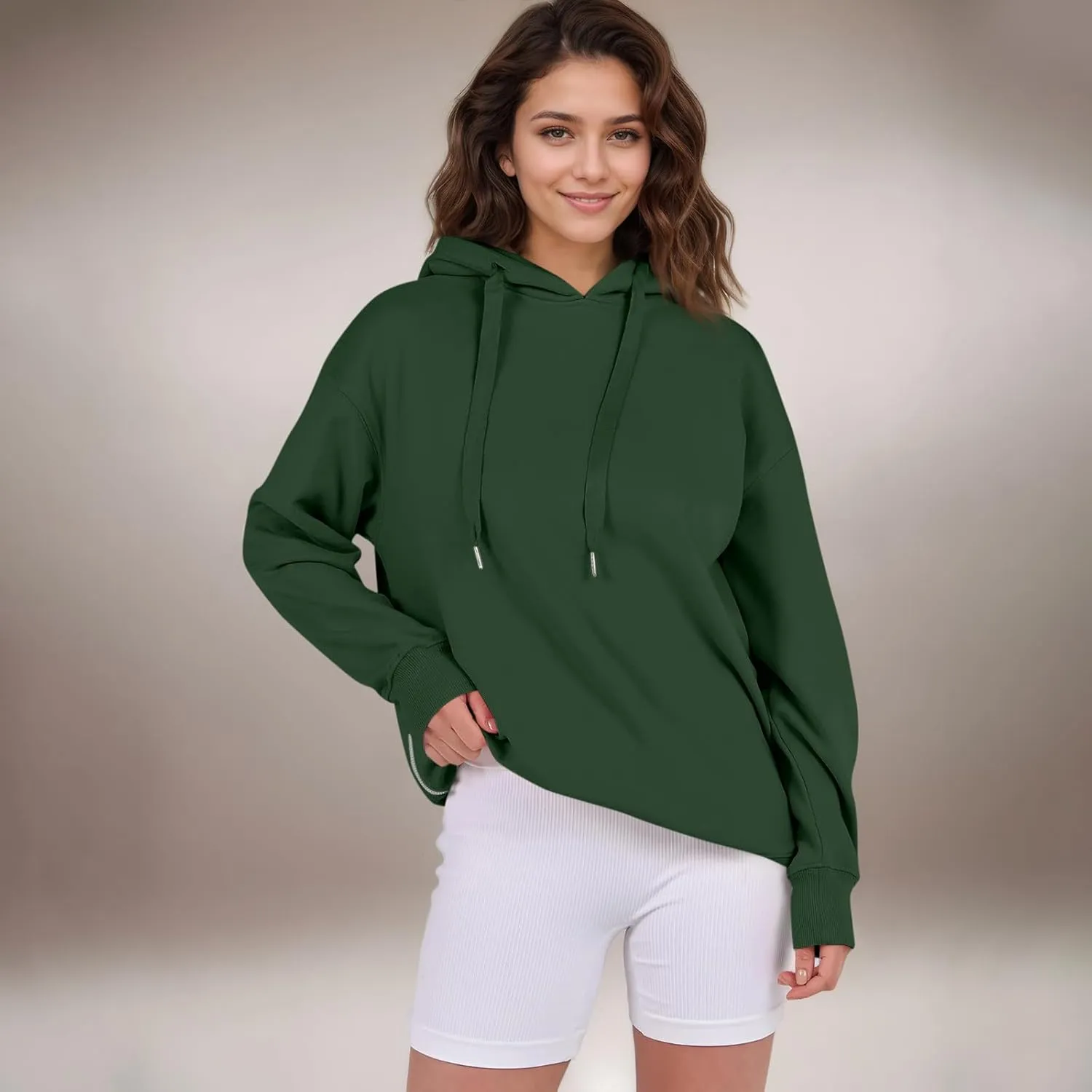 COTECRAM Women Oversized Hoodies Side Zipper Casual Sweatshirts Lightweight Tunic Pullover 2024 Fall Long Sleeve Shirts