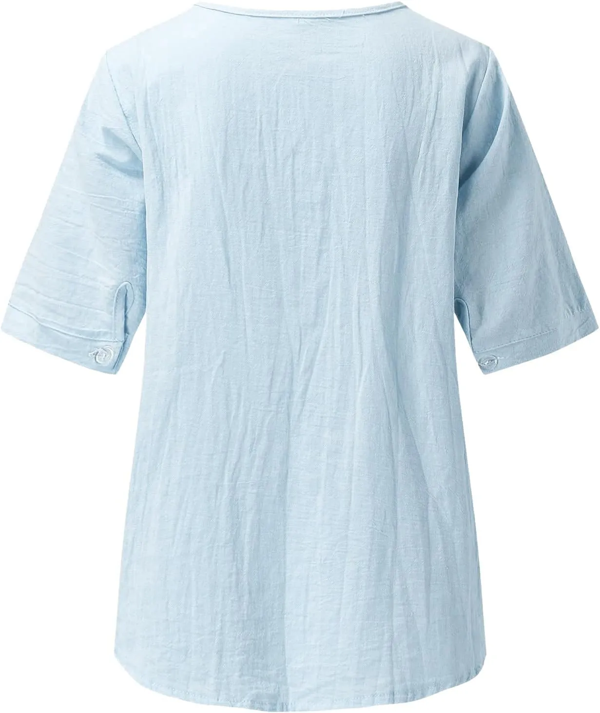 Cotton Shirts for Women Fashion Embroidery Short Sleeve Tops Casual Loose Fit Summer Blouses Comfy Size T-Shirts