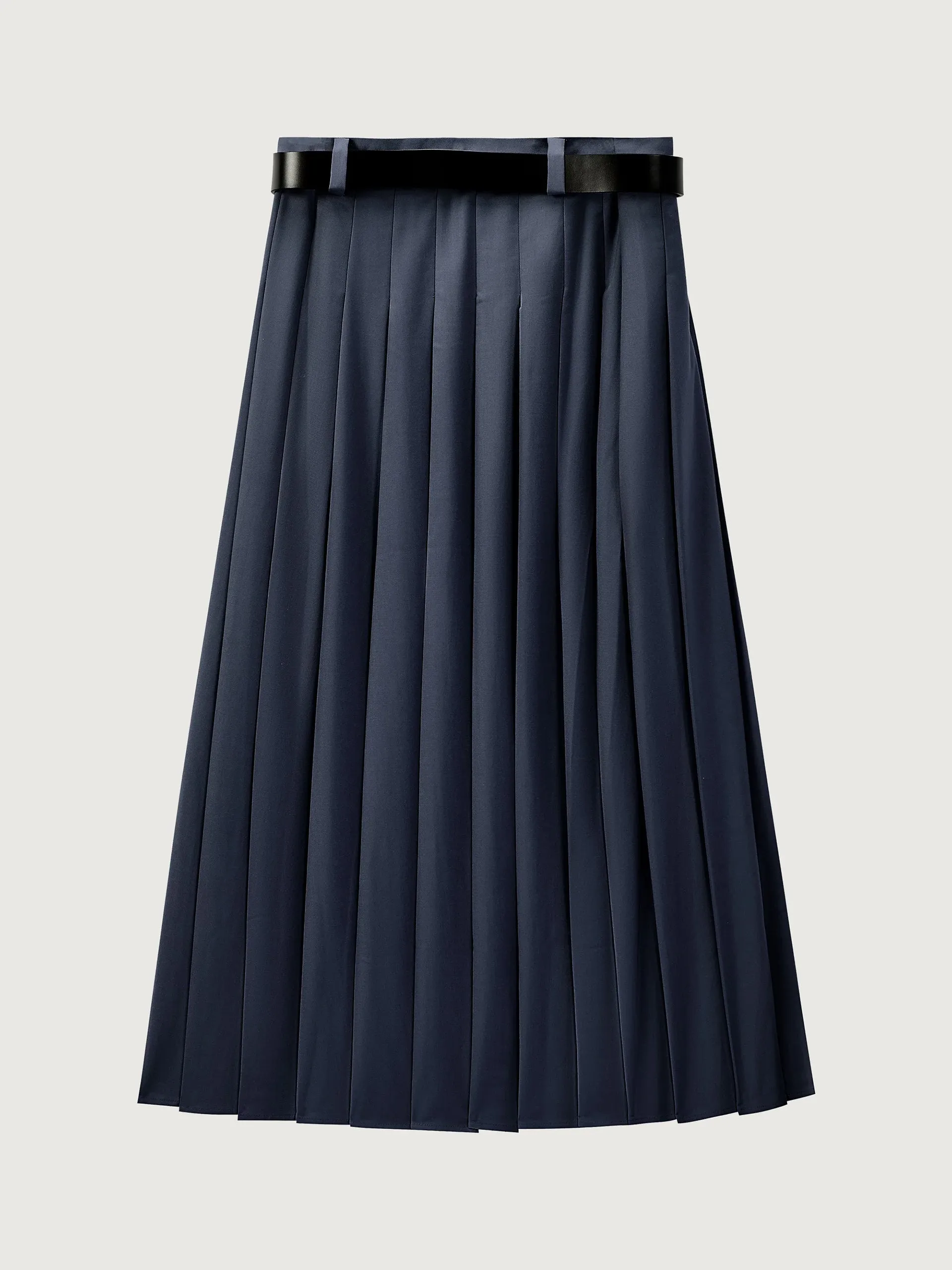 Courtney Zheng Heidi Pleated Kilt Maxi Skirt Navy