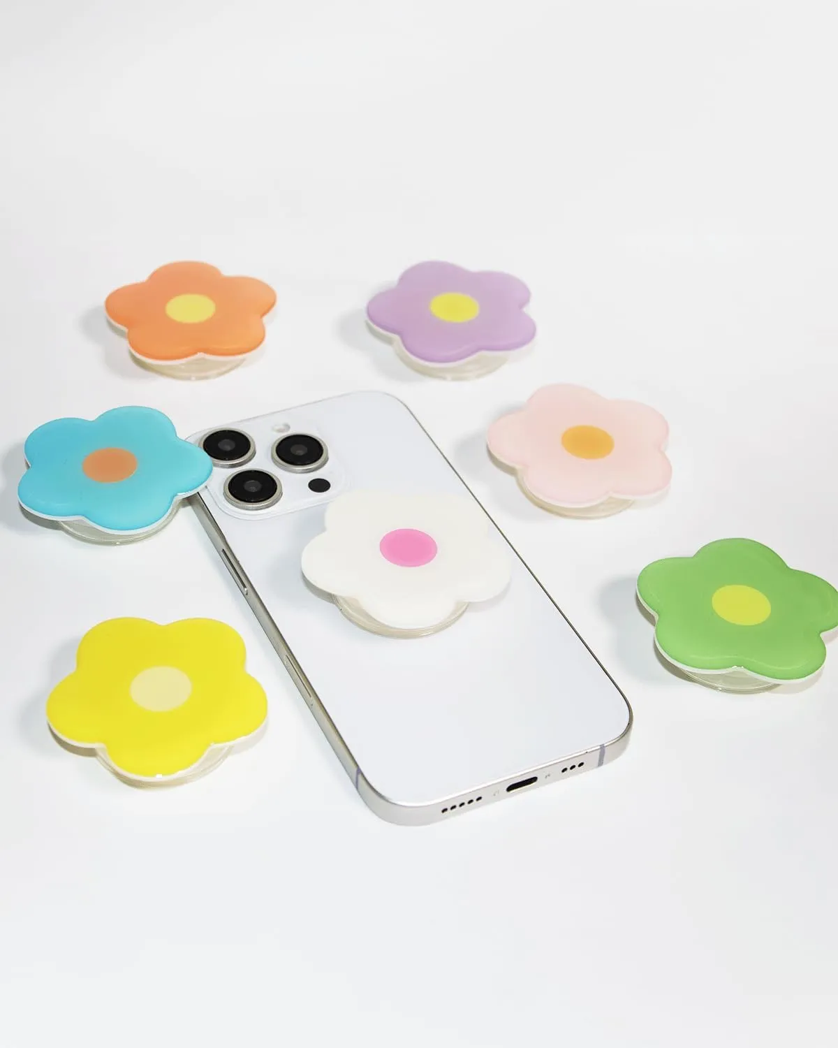 Daisy Phone Grip with Fidget Spinner  Adhesive Type, Floral Design, Secure Hold, Durable and Lightweight, Compatible with Most Smartphones (Pink)