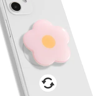 Daisy Phone Grip with Fidget Spinner  Adhesive Type, Floral Design, Secure Hold, Durable and Lightweight, Compatible with Most Smartphones (Pink)
