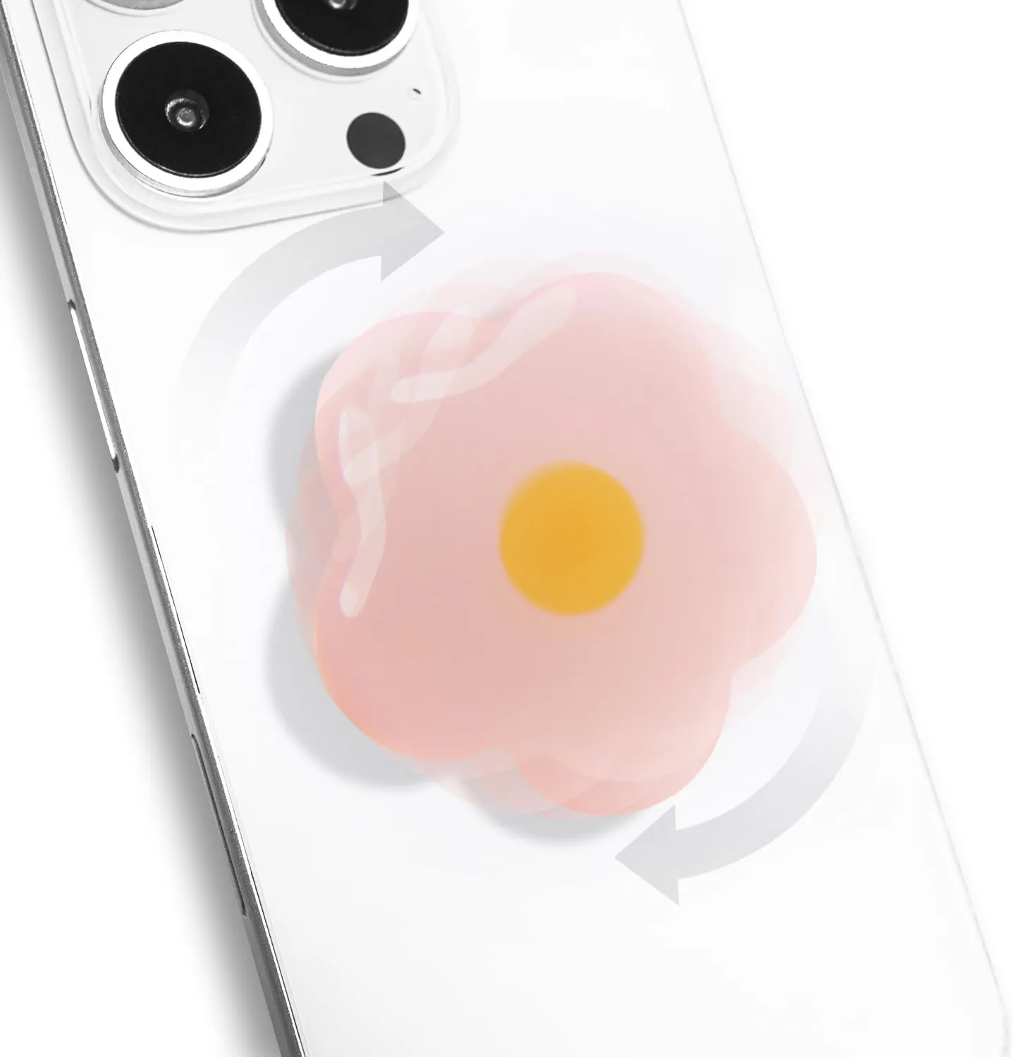 Daisy Phone Grip with Fidget Spinner  Adhesive Type, Floral Design, Secure Hold, Durable and Lightweight, Compatible with Most Smartphones (Pink)