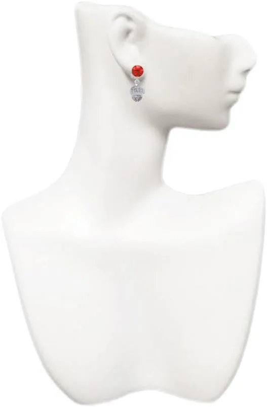Delight Jewelry Silvertone Faith on White Spinners - Large Crystal Clip on Earrings