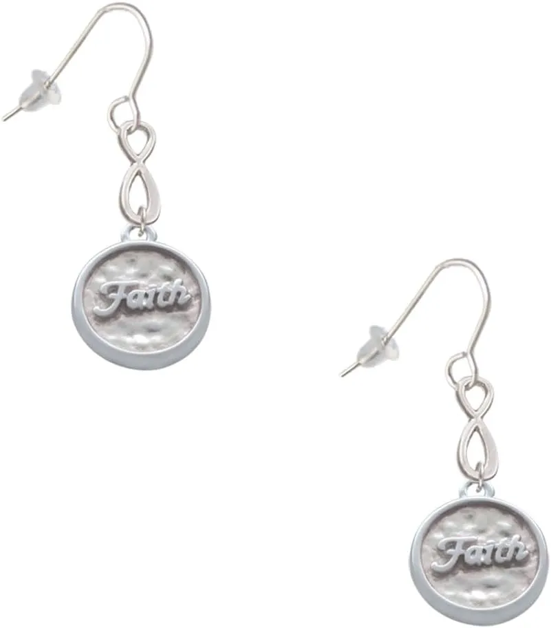 Delight Jewelry Silvertone Faith - Round Seal Silver-tone Infinity French Earrings
