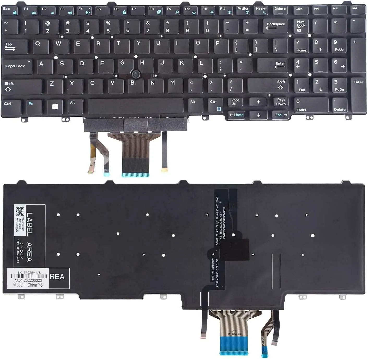 Dell Latitude 5550 5570 5580 5590 5591 Backlit Keyboard with Pointer & Buttons 383D7 0383D7