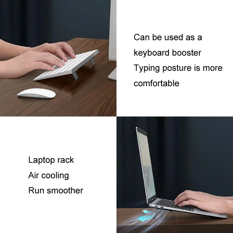 Desktop Folding Notebook Stand with Invisible Height Increase and Storage