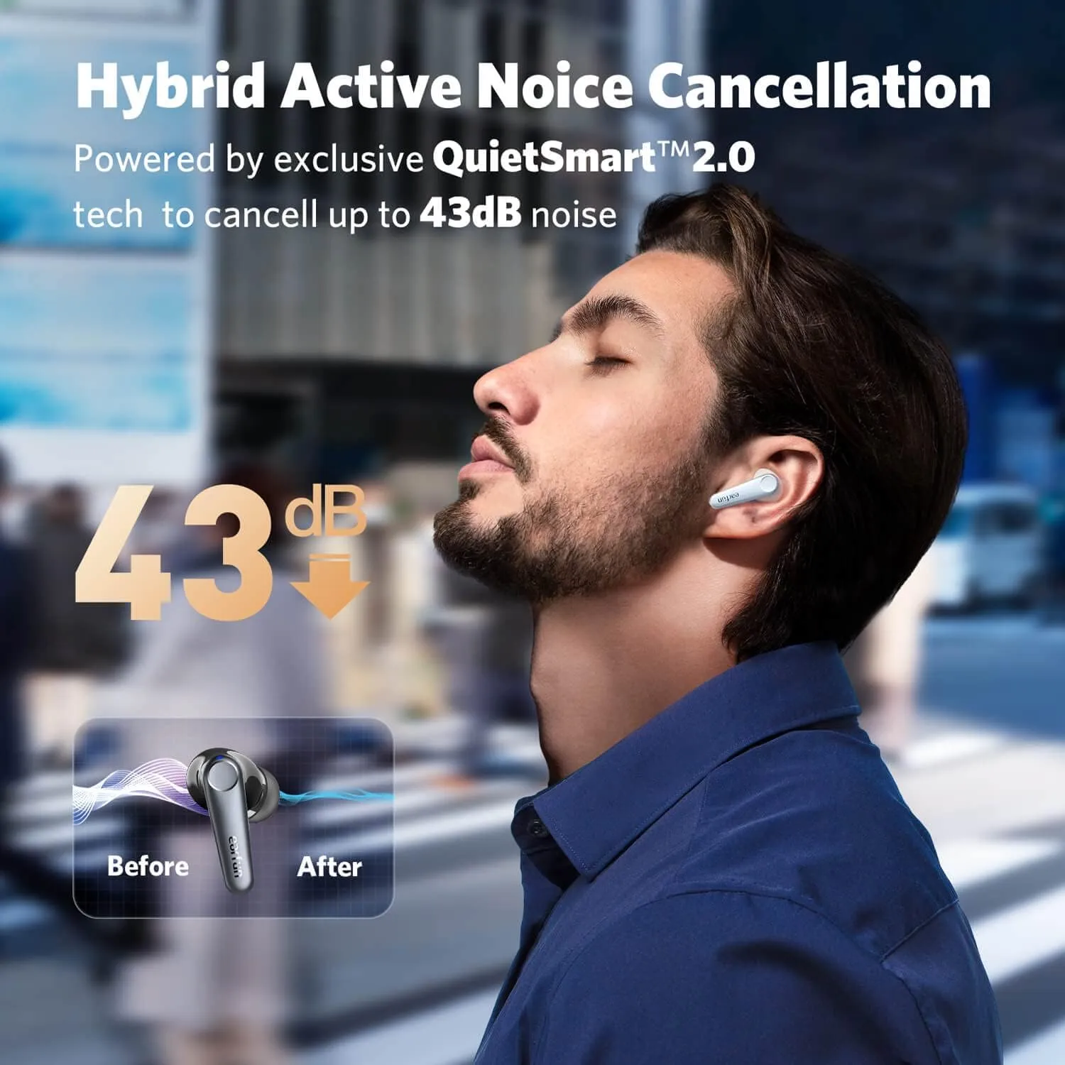 EarFun Air Pro 3 Noise Cancelling Wireless Earbuds, Qualcomm aptX Adaptive Sound, 6 Mics CVC 8.0 ENC, Bluetooth 5.3 Earbuds, Multipoint Connection, 45H Playtime, App Customize EQ, Oat White