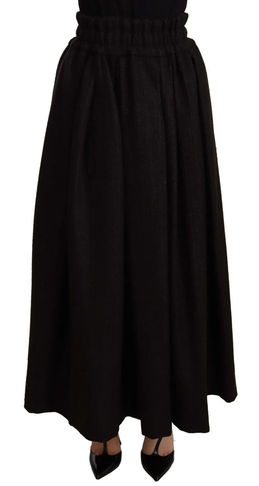 Elegant High Waist Maxi A-line Wool Skirt
