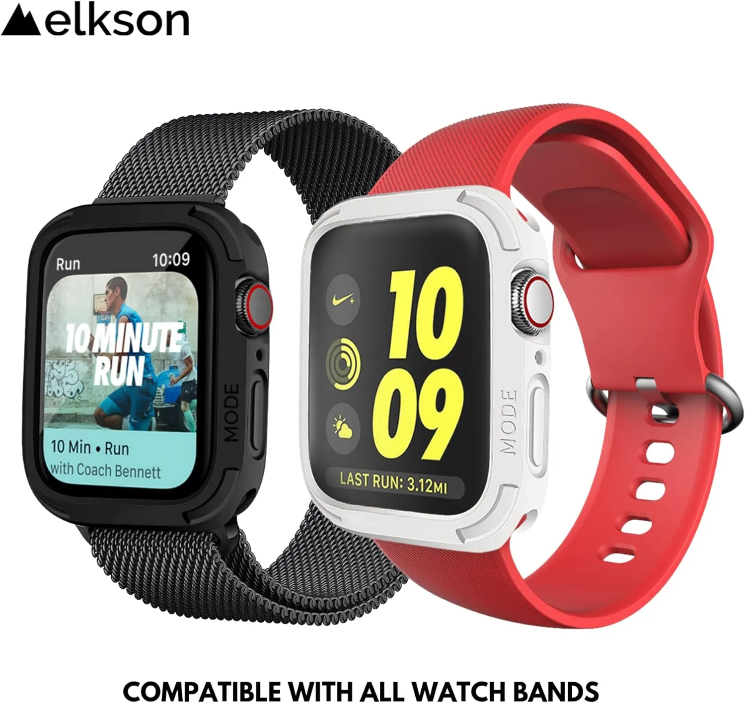 elkson Apple Watch 6 SE 5 4 case 44mm iwatch Quattro Series Bumper Cases Protection Compatible with Apple Watch Durable Military Grade Pink TPU Flexible Shock Proof Resist