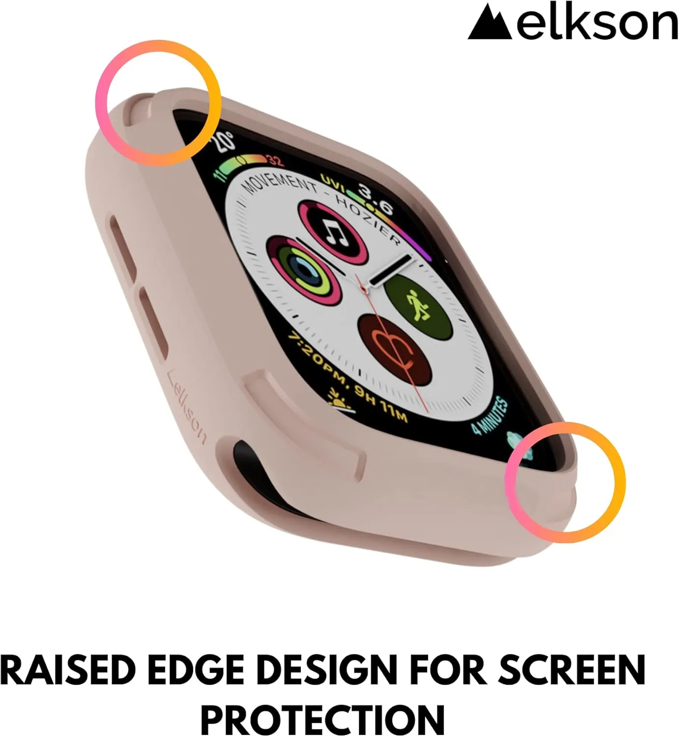 elkson Apple Watch 6 SE 5 4 case 44mm iwatch Quattro Series Bumper Cases Protection Compatible with Apple Watch Durable Military Grade Pink TPU Flexible Shock Proof Resist