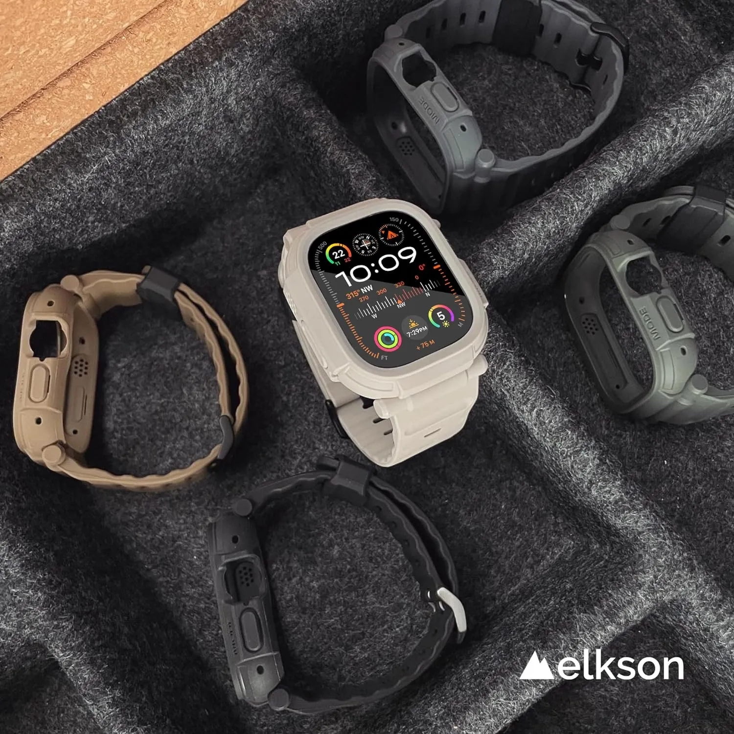 elkson Made for Apple Watch Ultra 2 1 Bumper Case Band 49mm Screen Protector Tempered Glass, Quattro Pro 2.0 Series Rugged for iWatch, Military Grade Durable Protective Cover, Shock Proof, Black