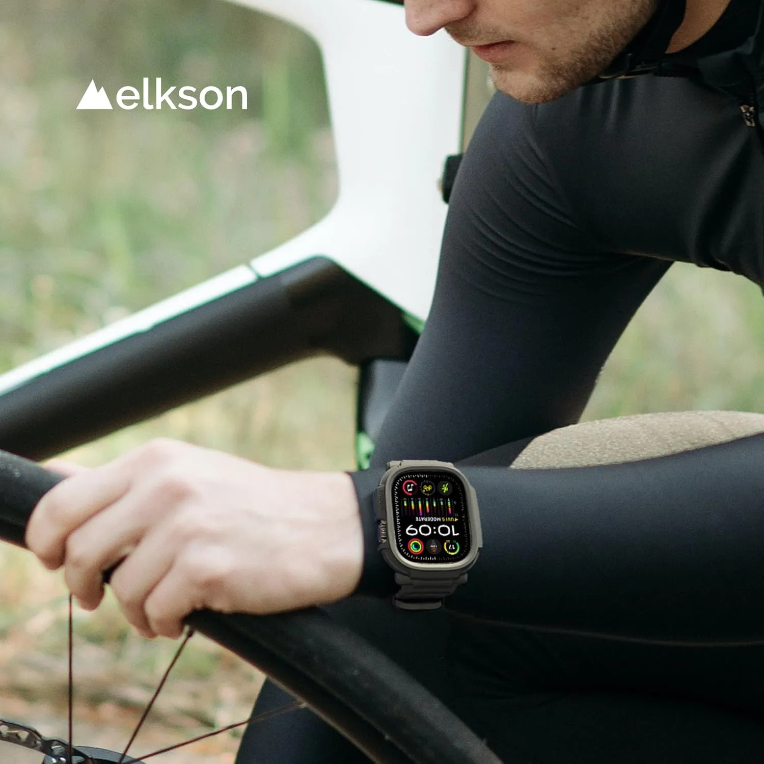elkson Made for Apple Watch Ultra 2 1 Bumper Case Band 49mm Screen Protector Tempered Glass, Quattro Pro 2.0 Series Rugged for iWatch, Military Grade Durable Protective Cover, Shock Proof, Black