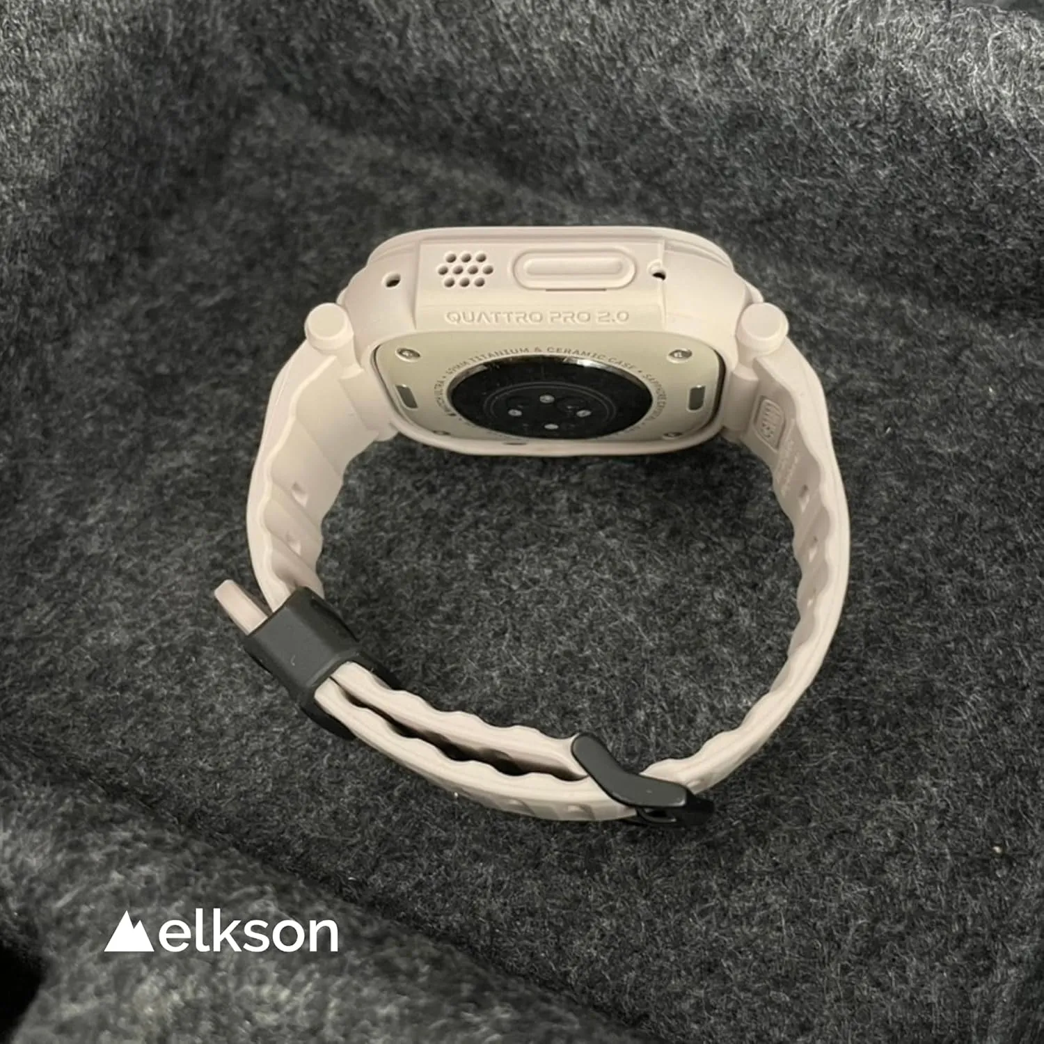 elkson Made or Apple Watch Ultra 2 1 Band case 49mm Screen Protector Tempered Glass, Quattro Pro Series Rugged for iWatch Bumper Strap Military Grade Durable Protective Cover Shock Proof Starlight