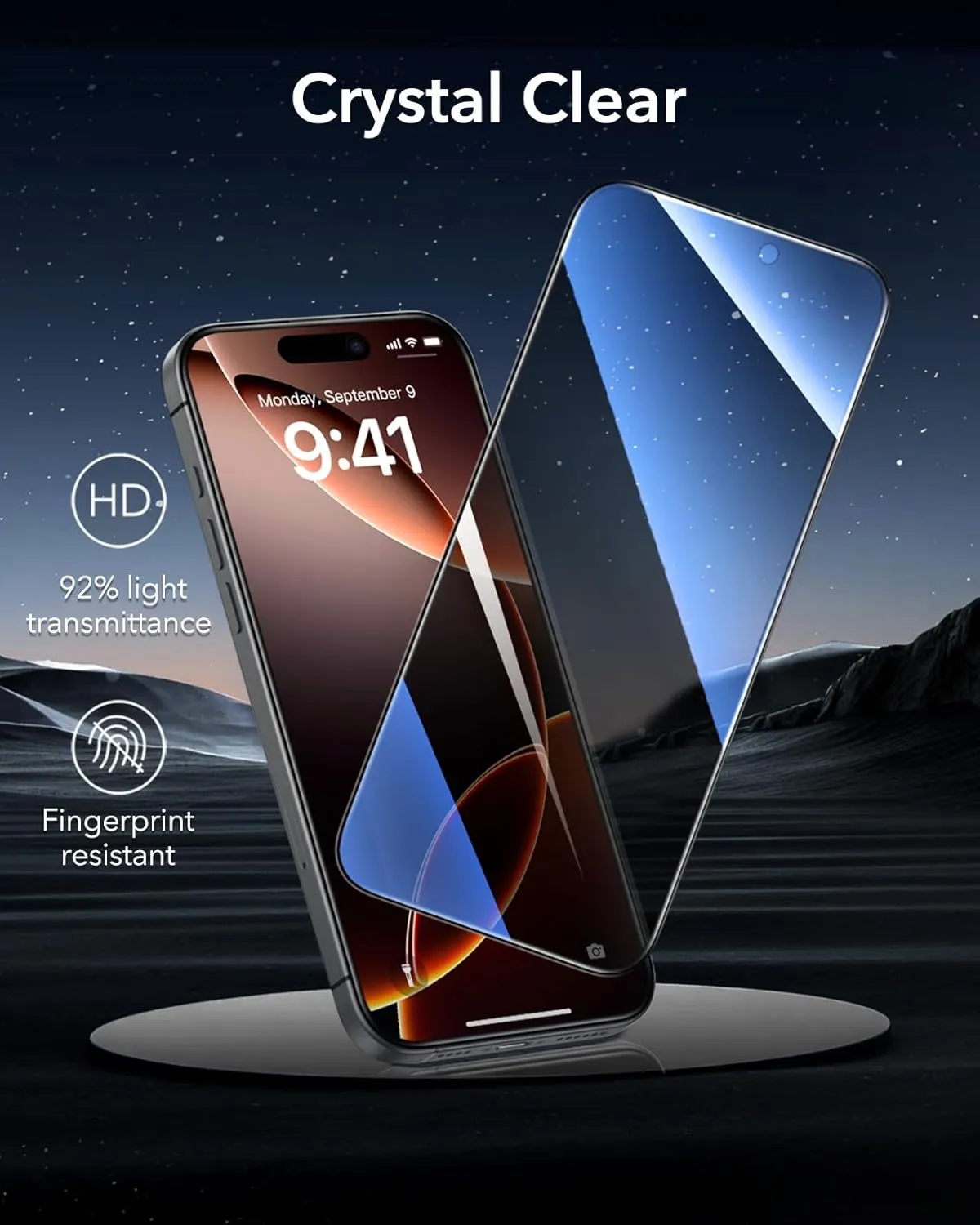 ESR 3 Pack 9H  Glass for iPhone 16 Pro Max Privacy Screen Protector, [Military Grade Shatterproof & Longest Durable] Armorite Anti-spy Tempered Glass with UltraFit Tray