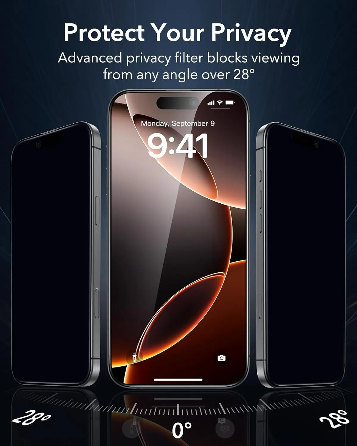 ESR 3 Pack 9H  Glass for iPhone 16 Pro Max Privacy Screen Protector, [Military Grade Shatterproof & Longest Durable] Armorite Anti-spy Tempered Glass with UltraFit Tray