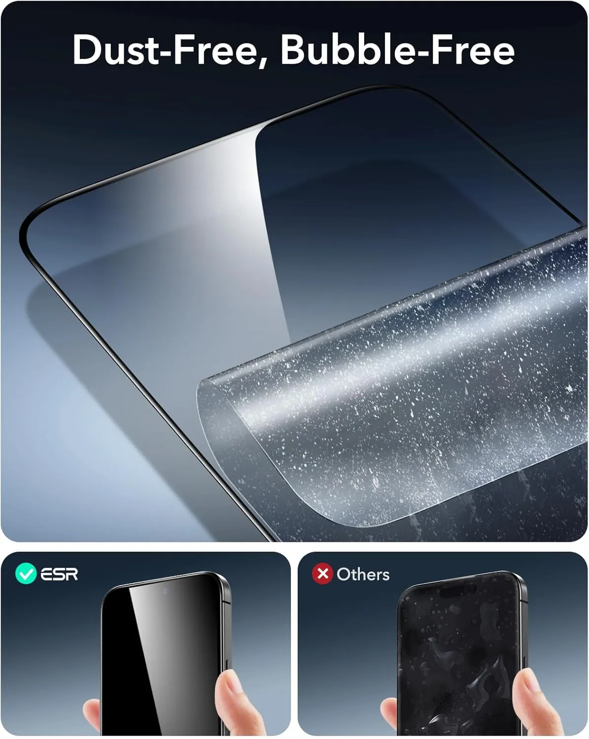 ESR 3 Pack 9H  Glass for iPhone 16 Pro Screen Protector, [Military Grade Shatterproof & Longest Durable] Armorite Ultra-tough Tempered Glass with UltraFit Tray