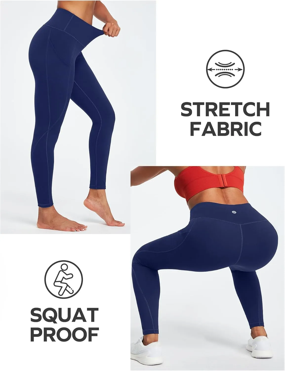 Ewedoos Leggings with Pockets for Women High Waisted Yoga Pants Women Tummy Control Workout Compression Leggings