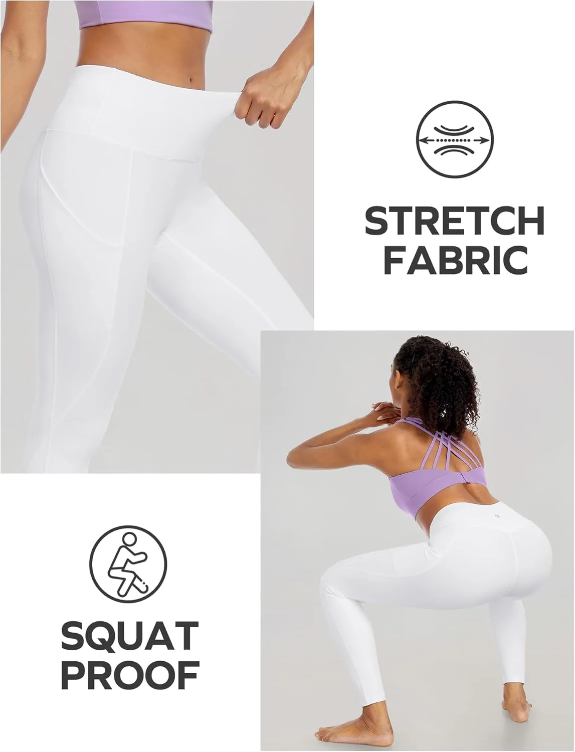Ewedoos Leggings with Pockets for Women High Waisted Yoga Pants Women Tummy Control Workout Compression Leggings