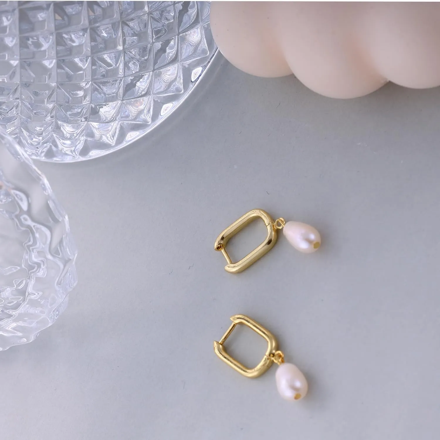 Ewrkbr Pearl Earrings for Women,Dainty 14k Gold Plated Pearl Drop Earrings Cute Gold Pearl Bow Earrings for Women Trendy Gold Pearl Dangle Earrings Charm Gold Jewelry Wedding Earrings for Brides