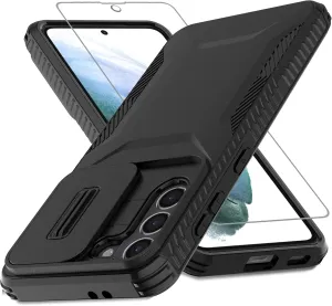 for Galaxy S21 5G Case with 1 HD Screen Protector & Slide Camera Cover [Military-Grade] Phone Case Heavy Duty Rugged Shockproof Protective Cover for Samsung Galaxy S21(Black)