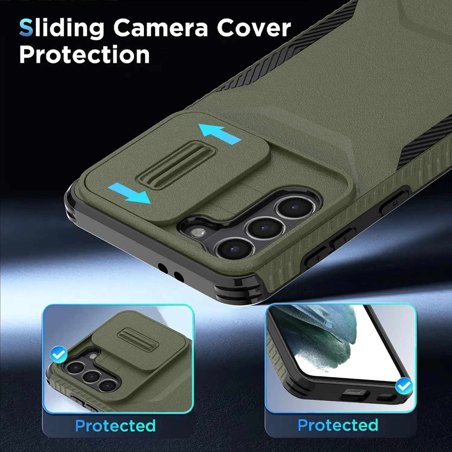 for Galaxy S21 5G Case with 1 HD Screen Protector & Slide Camera Cover [Military-Grade] Phone Case Heavy Duty Rugged Shockproof Protective Cover for Samsung Galaxy S21(Pine Green)
