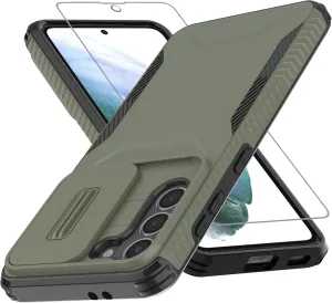 for Galaxy S21 5G Case with 1 HD Screen Protector & Slide Camera Cover [Military-Grade] Phone Case Heavy Duty Rugged Shockproof Protective Cover for Samsung Galaxy S21(Pine Green)