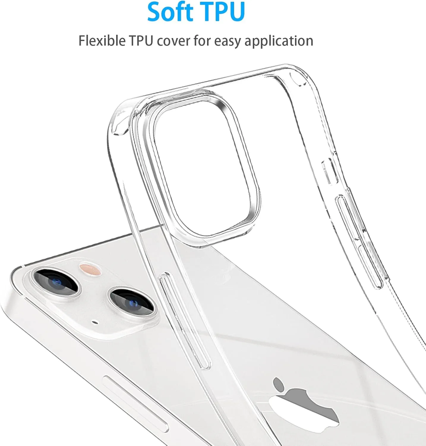 for iPhone 13 Case Clear, Transparent Soft Shockproof Protective Slim Thin Phone Bumper Phone Cases for iPhone 13
