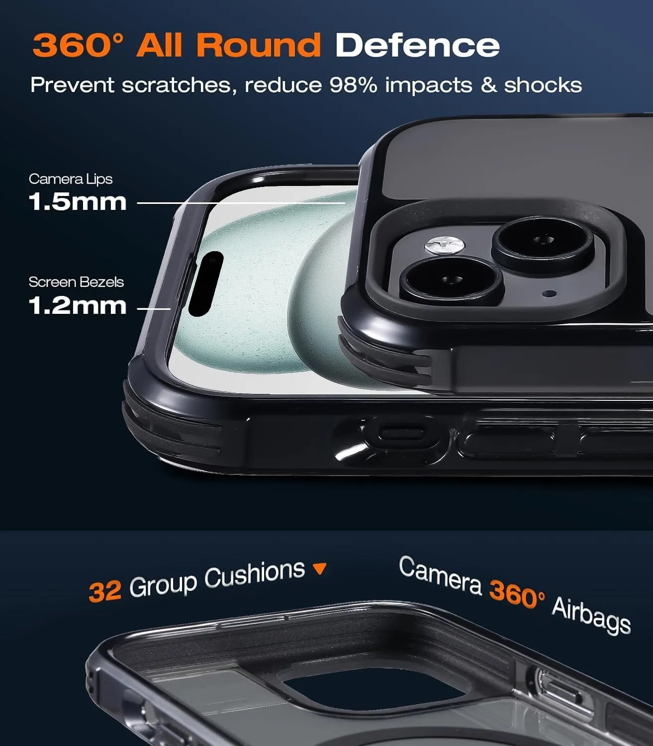 for iPhone 15 Bumper case Fits MagSafe 15FT Drop Resistant Anti-Yellowing Heavy Duty Shockproof Back Cover Fits iPhone 15 Phone Cases 6.1"Bumpper Case Black