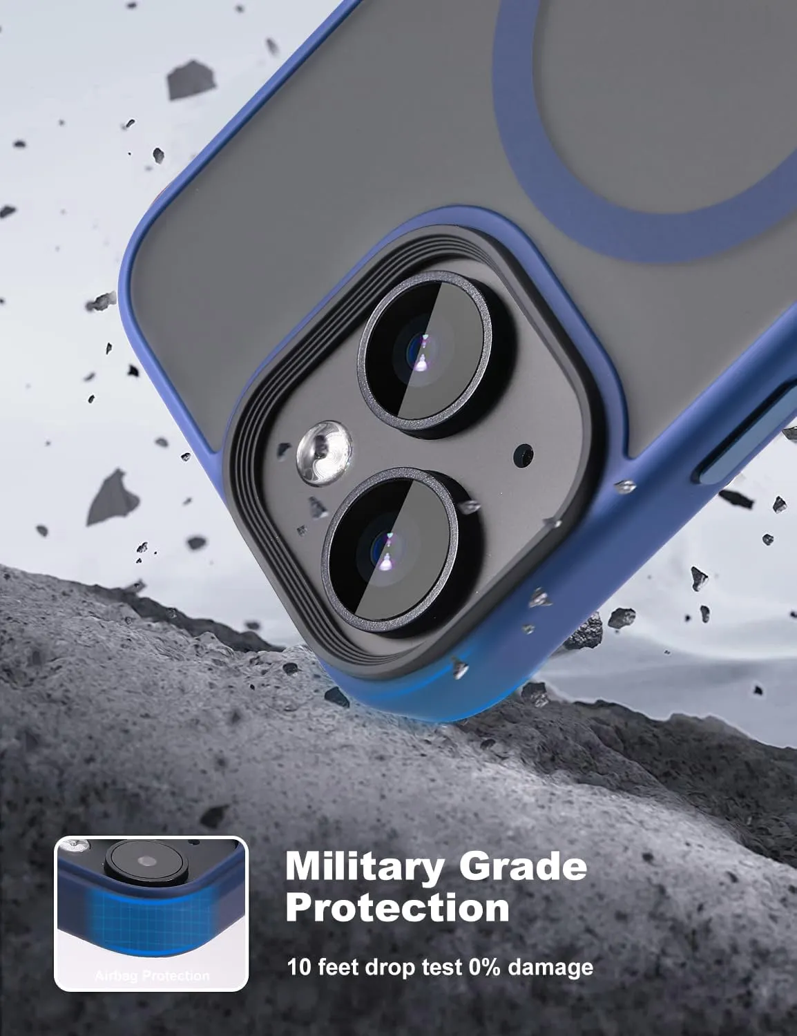 for iPhone 15 Magnetic case Fits MagSafe 15FT Drop Resistant Anti-Yellowing Heavy Duty Shockproof Back Cover Fits iPhone 15 Phone Cases 6.1"Blue