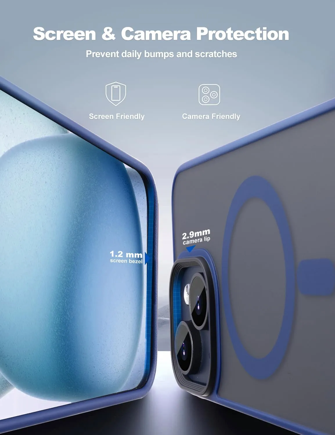 for iPhone 15 Magnetic case Fits MagSafe 15FT Drop Resistant Anti-Yellowing Heavy Duty Shockproof Back Cover Fits iPhone 15 Phone Cases 6.1"Blue