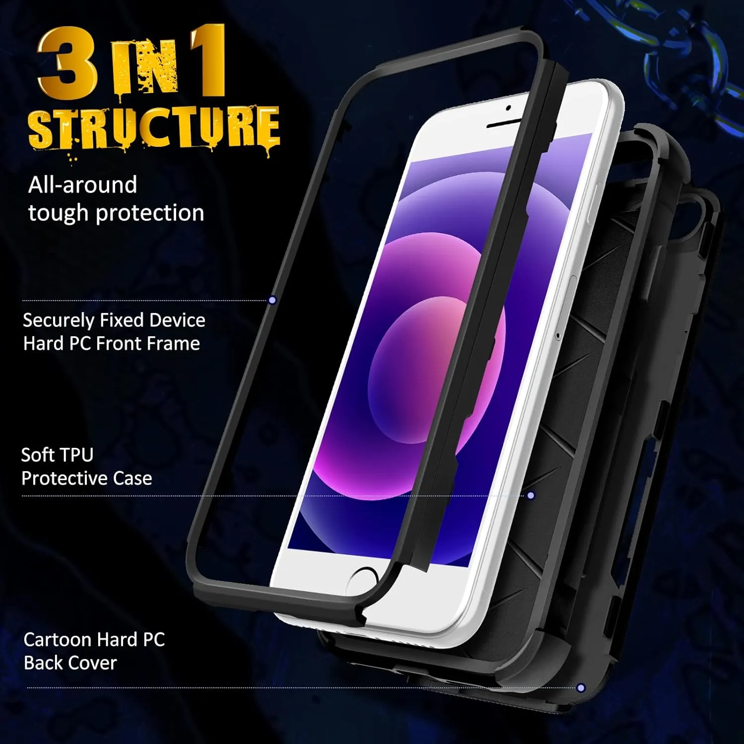 for iPhone SE Case 2020/2022/3rd Generation, for iPhone 8/7 Case, Heavy Duty Protective Rose Skeleton Cute Phone Cover for Women Men Girls Boys Hard Cases for iPhone 7/8/SE
