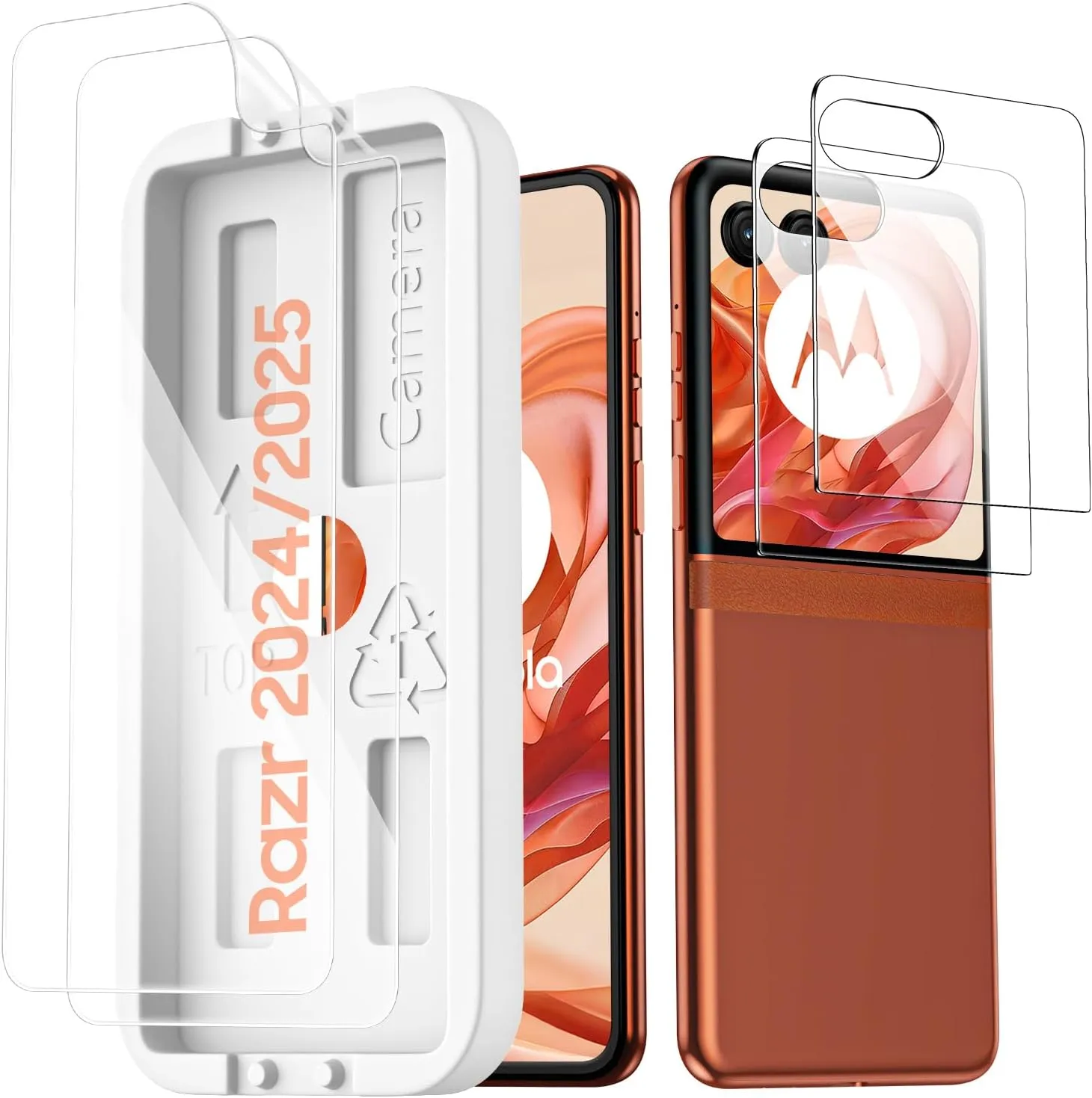 for Motorola Razr 2025/ 2024 Screen Protectors, 2 Packs Inner Screen TPU Protective Film [Installation Kit]   2 Packs Outer Screen Tempered Film, Ultra High Definition, Durable, Wrinkle Resistant, Scratch Resistant, Bubble Free, Newbie Friendly